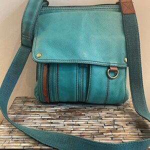 Fossil Teal Turquoise Morgan Traveler crossbody EUC